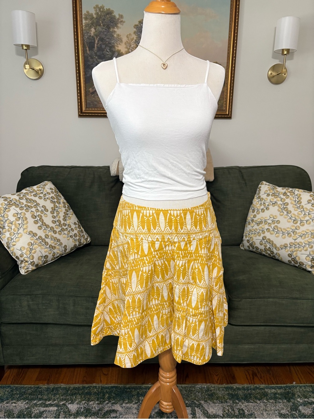 Y2K vintage casual mustard short skirt